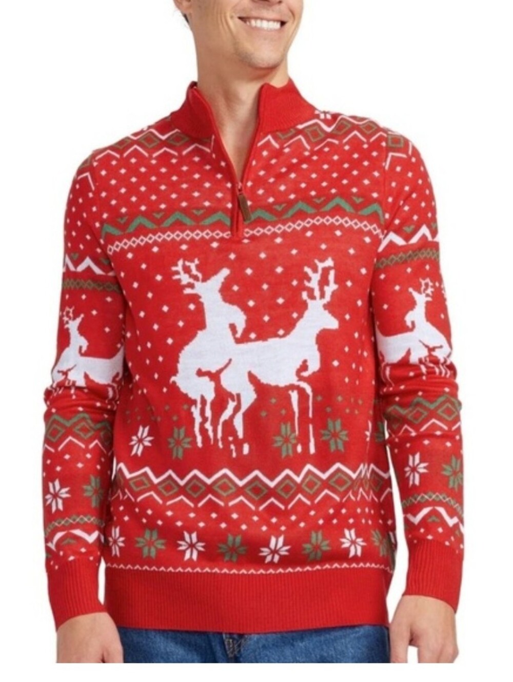 Tipsy Elves Christmas  Humping Reindeer Faire Isle Ugly Christmas Sweater Large